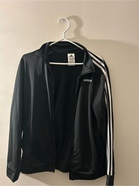 adidas Black Track Jacket with White Stripes